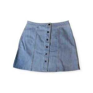 WAYF Buttoned Down Jean Mini Skirt
